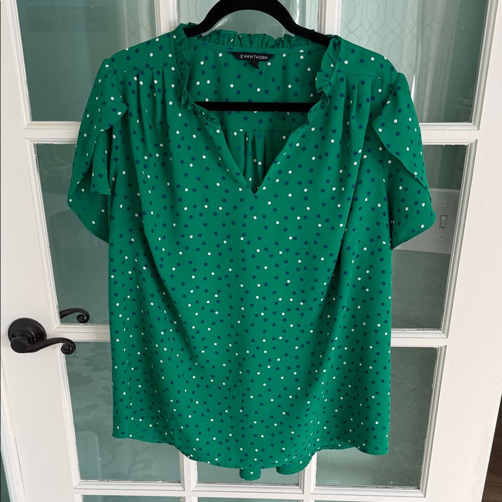 41 Hawthorn Green Polka Dot Blouse
